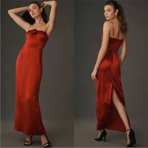 NWT Reformation Frankie silk dress in sangre rosette